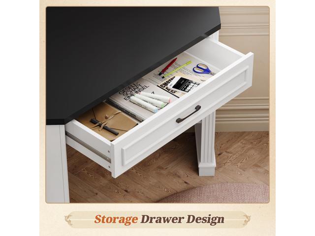 SEDETA 31.5' White Corner Desk, Small Corner Desk for Small Space, Farmhouse Triangle Computer Desk with Drawer and Storage for Home Office, Living...