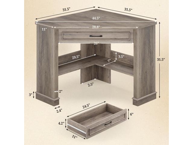 SEDETA 31.5' Small Corner Desk, Corner Desk for Small Space, Farmhouse Computer Desk with Drawers, Triangle Computer Desk with Storage Shelves for...