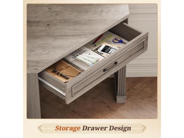 SEDETA 31.5' Small Corner Desk, Corner Desk for Small Space, Farmhouse Computer Desk with Drawers, Triangle Computer Desk with Storage Shelves for...