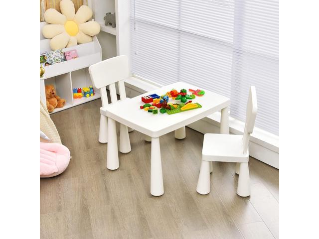 LDAILY Kids Table and Chairs, 3-Piece Children Activity Table for Drawing, Reading, Art Craft, Snack Time, Lightweight Plastic Toddler Table and...
