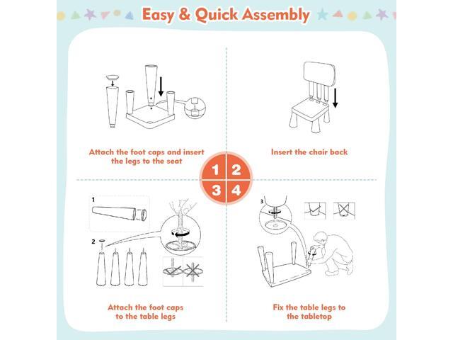 LDAILY Kids Table and Chairs, 3-Piece Children Activity Table for Drawing, Reading, Art Craft, Snack Time, Lightweight Plastic Toddler Table and...