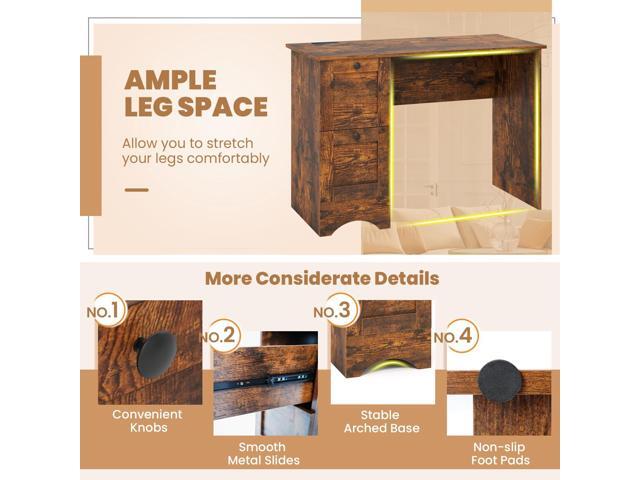 Giantex Computer Desk with 2 Drawers, 43 Wooden Home Office Desk with Charging Station, Compact Study Writing Desk, Modern Laptop PC Desk...