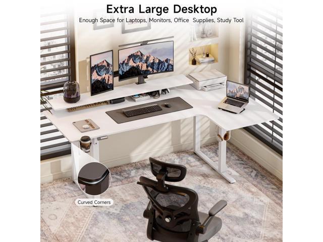 L Shaped Electric Standing Desk, 63x43'' Computer Desks with 2 Monitor Shelves, Dual Motor and Memory Controller, Gaming Corner Desk Adjustable...