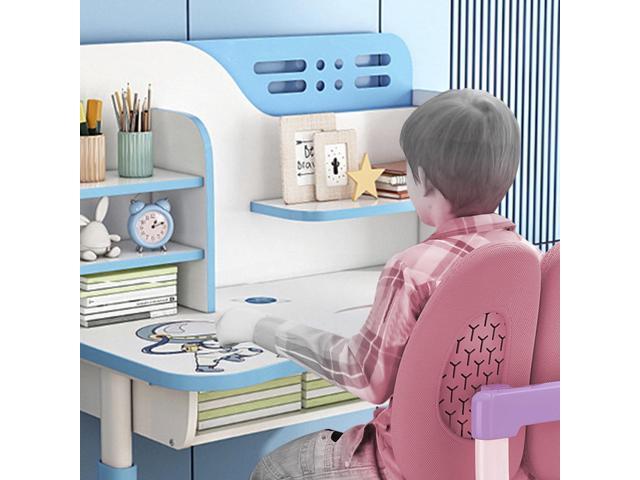Kids Desk and Chair Set, Height Adjustable Kids Art Desk, Ergonomic Study Table for Kids, Childrens Table and Chair Set with Cartoon Pattern,...