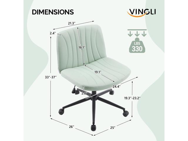 VINGLI Criss Cross Legged Chair,Wide Comfy Office Desk Chair,Dual-Use with/no Wheels Computer Task Chair,Swivel Armless Vanity Rolling Chair for...