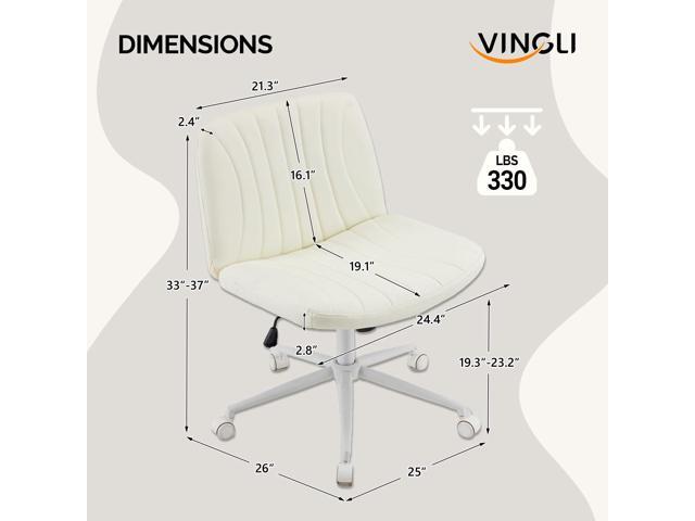 VINGLI Criss Cross Legged Chair,Wide Comfy Office Desk Chair,Dual-Use with/no Wheels Computer Task Chair,Swivel Armless Vanity Rolling Chair for...