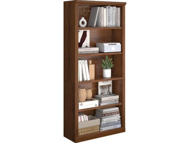 5-Tier Bookshelf Basic Book Case, Wooden Storage Shelves Rustic Bookshelf, D:12.8' x W: 30.7' x H: 68.4', Sturdy Display Cabinet for Living Room,...
