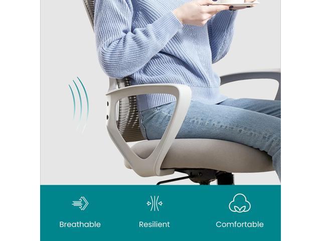 COZIFURNI Home Office Desk Chairs Mesh Computer Chair Ergonomic Swivel Rolling, Comfy Back Support, Fixed Arms, Height Adjustable for Work, Study,...