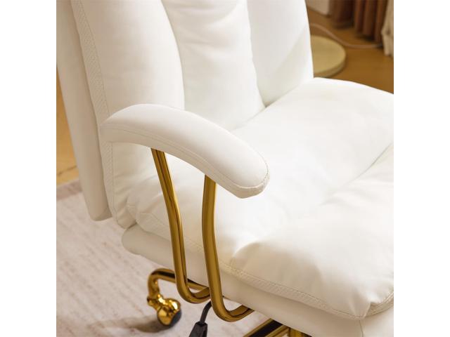 VINGLI Home Office Desk Chair Comfy with Wheels & Removable Armrests,Gold Base Vanity Chair with Back, Adjustable Rolling Swivel Computer Task...