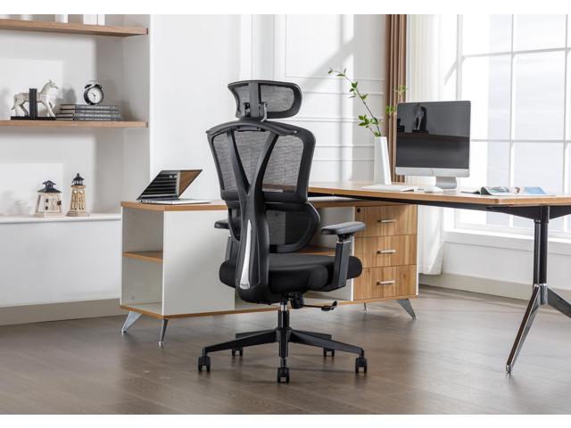 Ergonomic Office Chair Mesh High Back Computer Desk Chair with Lumbar Support, Adjustable Headrest, 3D Armrests, Tilt Lock for Home Office & Gaming