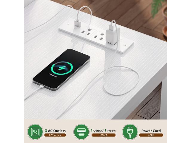 EnHomee L Shaped Gaming Desk with Drawers & Power Outlet, Small Computer Desk with LED Lights, Reversible White Office Desk with Monitor Stand for...