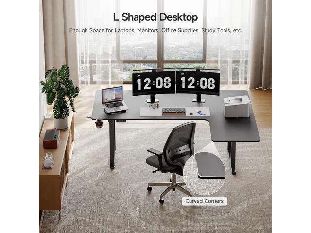 ONBRILL L Shaped Standing Desk, 71x43 Inches Electric L Stand Up Desk with 4 Legs, Dual Motor and Memory Controller, Adjustable Height from 28-46...