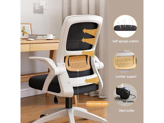 Home Office Chair Ergonomic Breathable Mesh Chair High Back with Adjustable Height Swivel with Flip-Up Arms and Lumbar Support