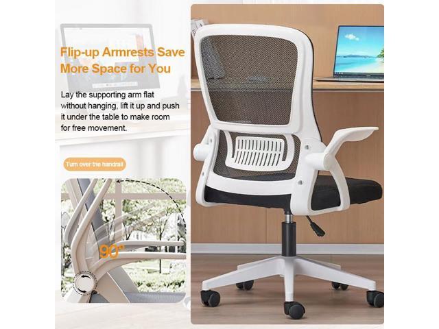 Home Office Chair Ergonomic Breathable Mesh Chair High Back with Adjustable Height Swivel with Flip-Up Arms and Lumbar Support