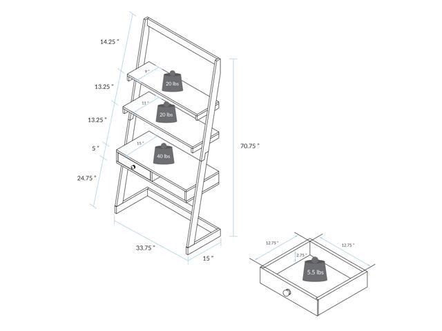 American Trails Freestanding Ladder Desk with Drawer, Natural