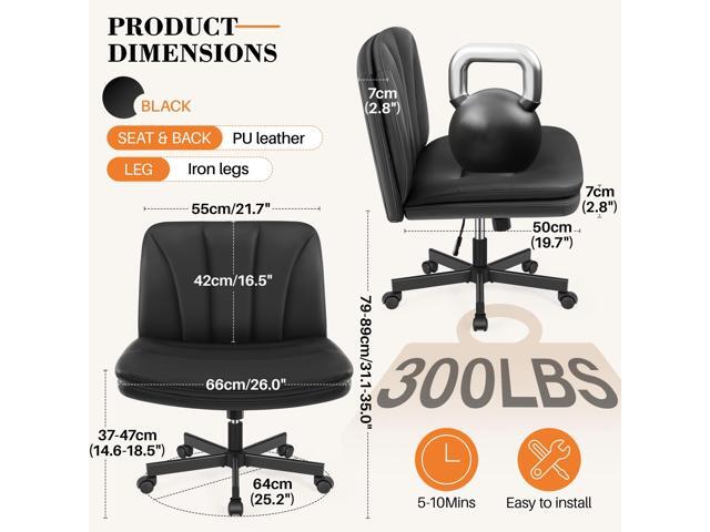 FelixKing Criss Cross Chair with Wheels, Cross Legged Office Chair, Armless Wide Vanity Desk Chair with 2 Layer Comfty Velvet & Back - Swivel for...