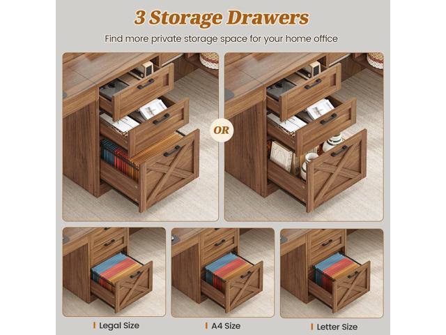 SEDETA Farmhouse 96.5' Computer Desk with Drawers, 2 Person Home Office Desk, Gaming Double Desk with Storage Shelves, Long Two Person Writing...