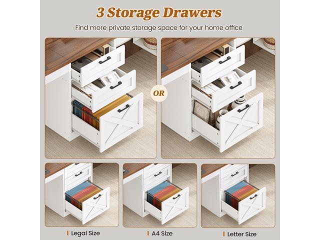 SEDETA Farmhouse 96.5' Computer Desk with Drawers, 2 Person Home Office Desk, Gaming Double Desk with Storage Shelves, Long Two Person Writing Desk...