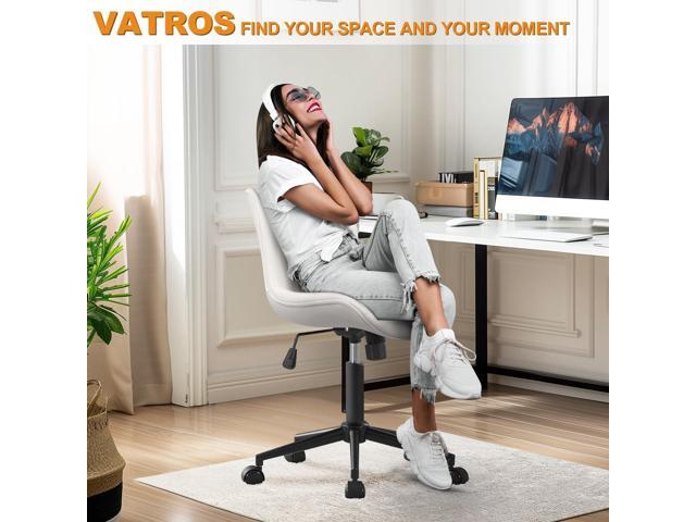 Office Chair, Armless Desk Chair with Wheels, Ergonomic Comfy Home Office Computer Task Chairs, Faux Leather Padded Cute Vanity Chair, Adjustable...