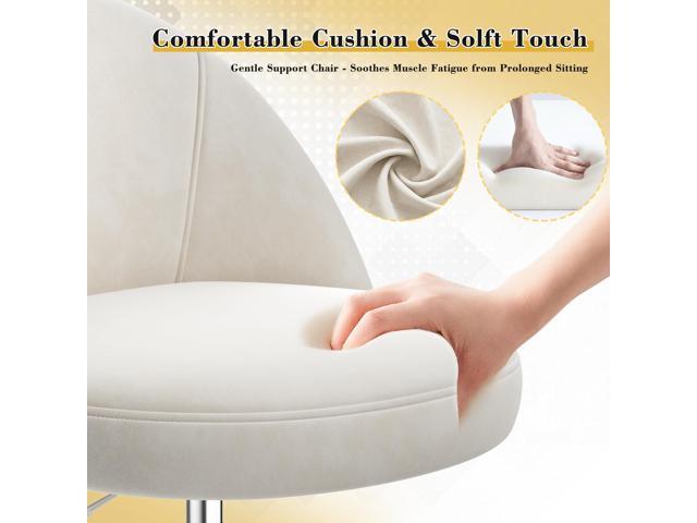 EnHomee Vanity Chair with Wheels, Small Office Chair with Back, Cute Armless Desk Chair for Makeup Room, Home Office,Bedroom, White
