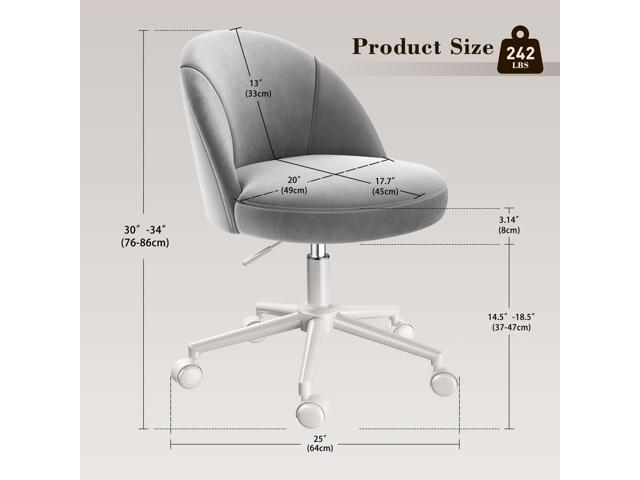 EnHomee Vanity Chair with Wheels, Cute Desk Chair Comfy with Back,Small Office Chair with Adjustable Rolling Swivel for Makeup Room Bedroom, Home...