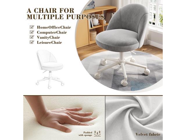 EnHomee Vanity Chair with Wheels, Cute Desk Chair Comfy with Back,Small Office Chair with Adjustable Rolling Swivel for Makeup Room Bedroom, Home...