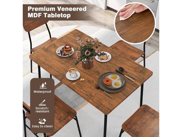 GOFLAME 5-Piece Dining Table Set for 4, Wood Rectangular Kitchen Table & Chairs Set with Metal Frame, Storage Rack, Space-Saving Industrial Dinette...