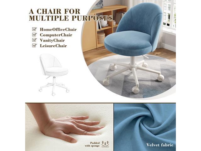 EnHomee Vanity Chair with Wheels, Cute Desk Chair with Back,Comfortable Office Chair with Adjustable Rolling Swivel for Makeup Room Bedroom, Home...