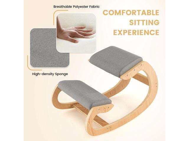 Giantex Ergonomic Kneeling Desk Chair, Rocking Knee Chair with Cushion & Solid Wood Frame, Natural Relief for Neck or Back Pain, Posture Chair for...