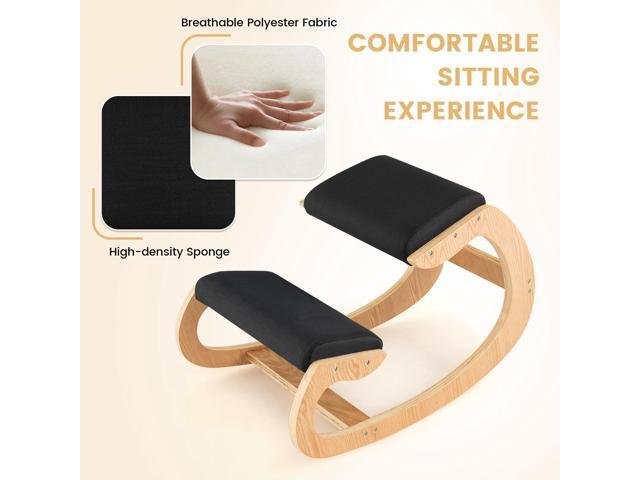Giantex Ergonomic Kneeling Desk Chair, Rocking Knee Chair with Cushion & Solid Wood Frame, Natural Relief for Neck or Back Pain, Posture Chair for...
