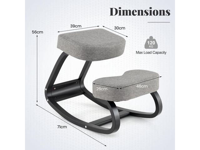 Giantex Ergonomic Kneeling Desk Chair, Upright Posture Chair with Cushion & Solid Wood Frame, Natural Relief for Neck or Back Pain, Wooden Knee...