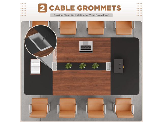 Homall 8FT Conference Table, 94.48L x 47.24W x 29.92H Inches Meeting Table with Cable Grommets, Seminar Boardroom Table Workstation for Office...