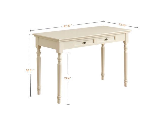 French Country Desk, 47 Farmhouse Computer Table for Home Office Desks, Solid Wood Living Room or Workspace Furniture, French Country Style (White)