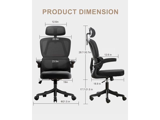 Office Chair Mesh Desk Chair, Ergonomic High-Back Rolling Gaming Work Chairs with Wheels and Adjustable Headrests,Comfortable Flip-up Arms for...
