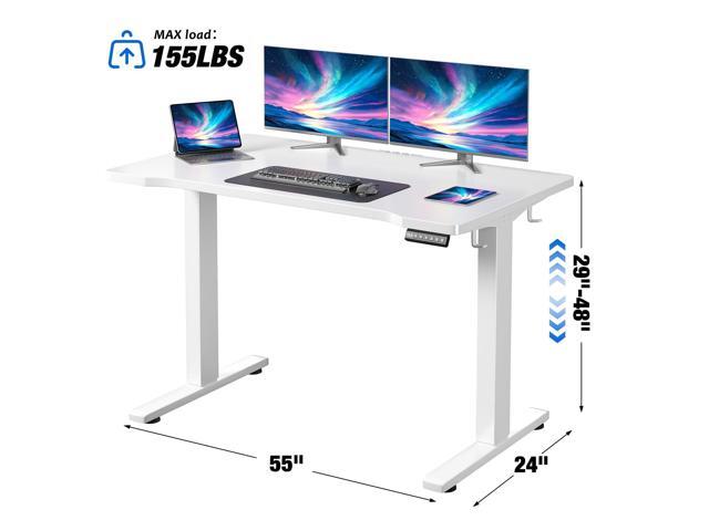 EnHomee Electric Standing Desk with LED Lights,Computer Desk 56 x 24 Inch Height Adjustable with 3 Memory Preset,Gaming Sit Stand Desk with Storage...