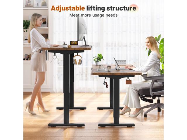 EnHomee Gaming Desk with LED Lights,Computer Desk Adjustable Electric Standing Height Office Desk with 3 Memory Preset,Storage Side Pocket and...