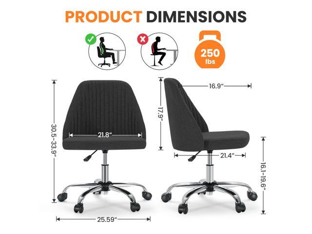 Simple Deluxe Armless Office Desk Chair, Modern Cute Swivel Vanity Chair Comfy Home Office Chairs with Wheels Height Adjustable Rolling Computer...