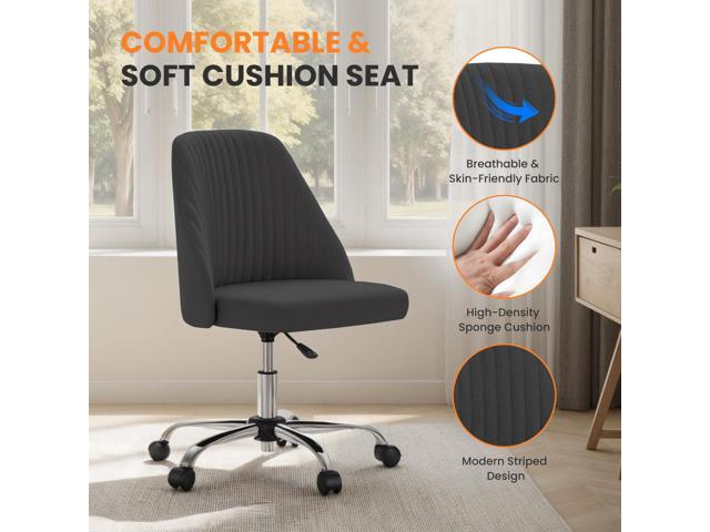 Simple Deluxe Armless Office Desk Chair, Modern Cute Swivel Vanity Chair Comfy Home Office Chairs with Wheels Height Adjustable Rolling Computer...