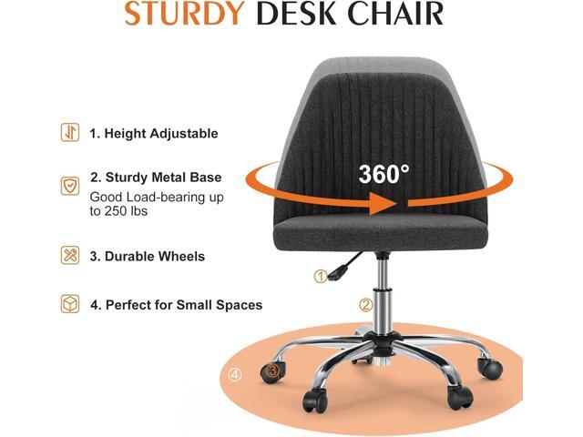 Simple Deluxe Armless Office Desk Chair, Modern Cute Swivel Vanity Chair Comfy Home Office Chairs with Wheels Height Adjustable Rolling Computer...