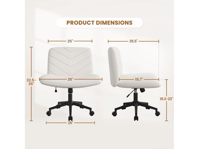 Yaheetech Wide Criss Cross Legged Office Desk Chair with No Wheels, Vanity Comfy Swivel Computer Chairs for Home Office Reading Makeup, Beige