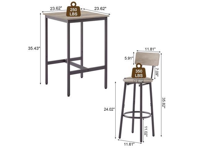 GNIXUU 3-Piece Small Bar Table and Chairs Set, Bar Set with Square Table and PU Stools, Breakfast Coffee Table for 2 with Footrest and for Home &...