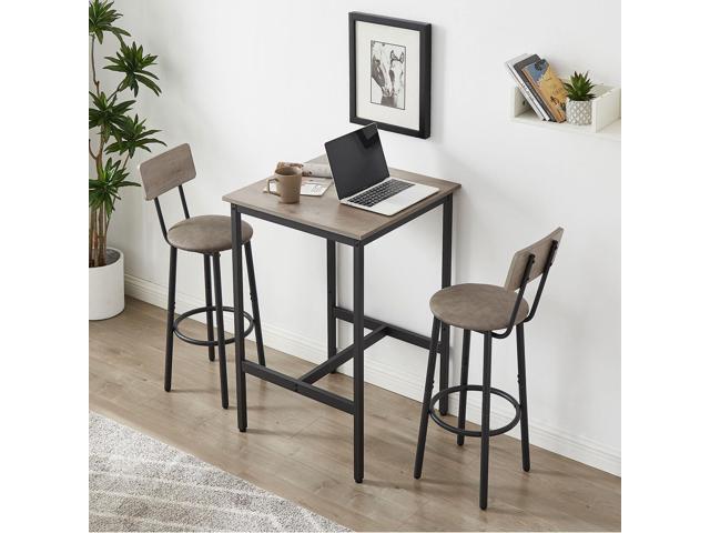 GNIXUU 3-Piece Small Bar Table and Chairs Set, Bar Set with Square Table and PU Stools, Breakfast Coffee Table for 2 with Footrest and for Home &...