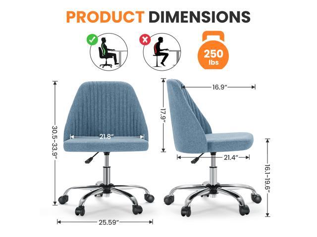 Simple Deluxe Armless Office Desk Chair, Modern Cute Swivel Vanity Chair Comfy Home Office Chairs with Wheels Height Adjustable Rolling Computer...