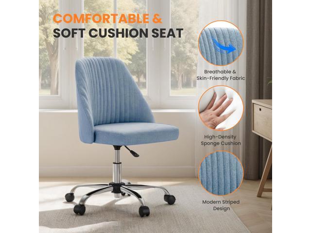 Simple Deluxe Armless Office Desk Chair, Modern Cute Swivel Vanity Chair Comfy Home Office Chairs with Wheels Height Adjustable Rolling Computer...