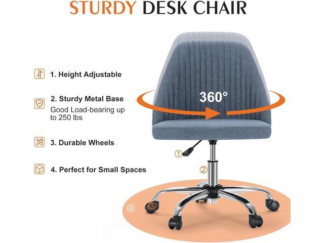 Simple Deluxe Armless Office Desk Chair, Modern Cute Swivel Vanity Chair Comfy Home Office Chairs with Wheels Height Adjustable Rolling Computer...