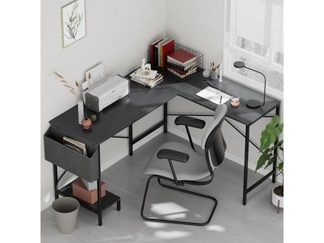 L Shaped Desk Gaming Computer 50 Inch Reversible Corner Table PC Work Table for Writing Study Student with Wood Tabletop Metal Frame CPU Stand Side...