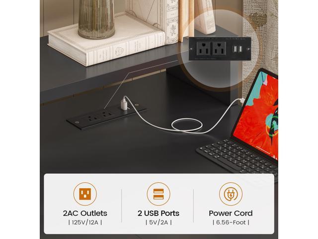 SEDETA Corner Computer Desk, 55' L Shaped Gaming Desk with Storage Drawers and Power Outlet, Farmhouse Corner Gaming Desk with Storage Shelves and...