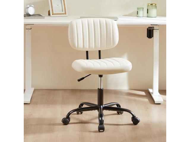 HealSmart Small Office Desk Chair with Wheels, Armless Desk Chair with Lumbar Support, PU Leather Low Back Adjustable Height 360° Rolling Swivel...