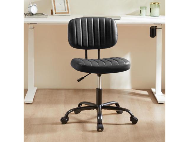 HealSmart Small Office Desk Chair with Wheels, Armless Desk Chair with Lumbar Support, PU Leather Low Back Adjustable Height 360° Rolling Swivel...