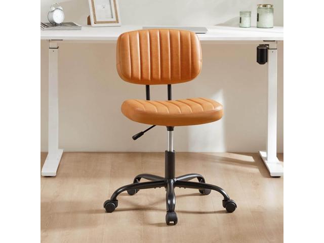 HealSmart Small Office Desk Chair with Wheels, Armless Desk Chair with Lumbar Support, PU Leather Low Back Adjustable Height 360° Rolling Swivel...